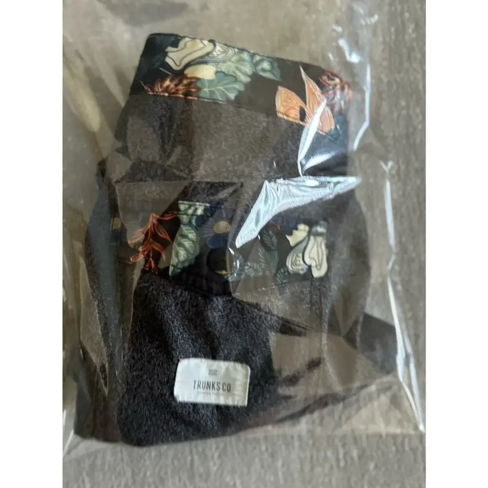 Trunks Co Gray Hawaian Swim Trunks 32 Floral 90s Retro